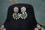Mossiansite Green Stone Polki Necklace set (4-8555)(B)