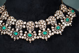 Mossiansite Green Stone Polki Necklace set (4-8555)(B)