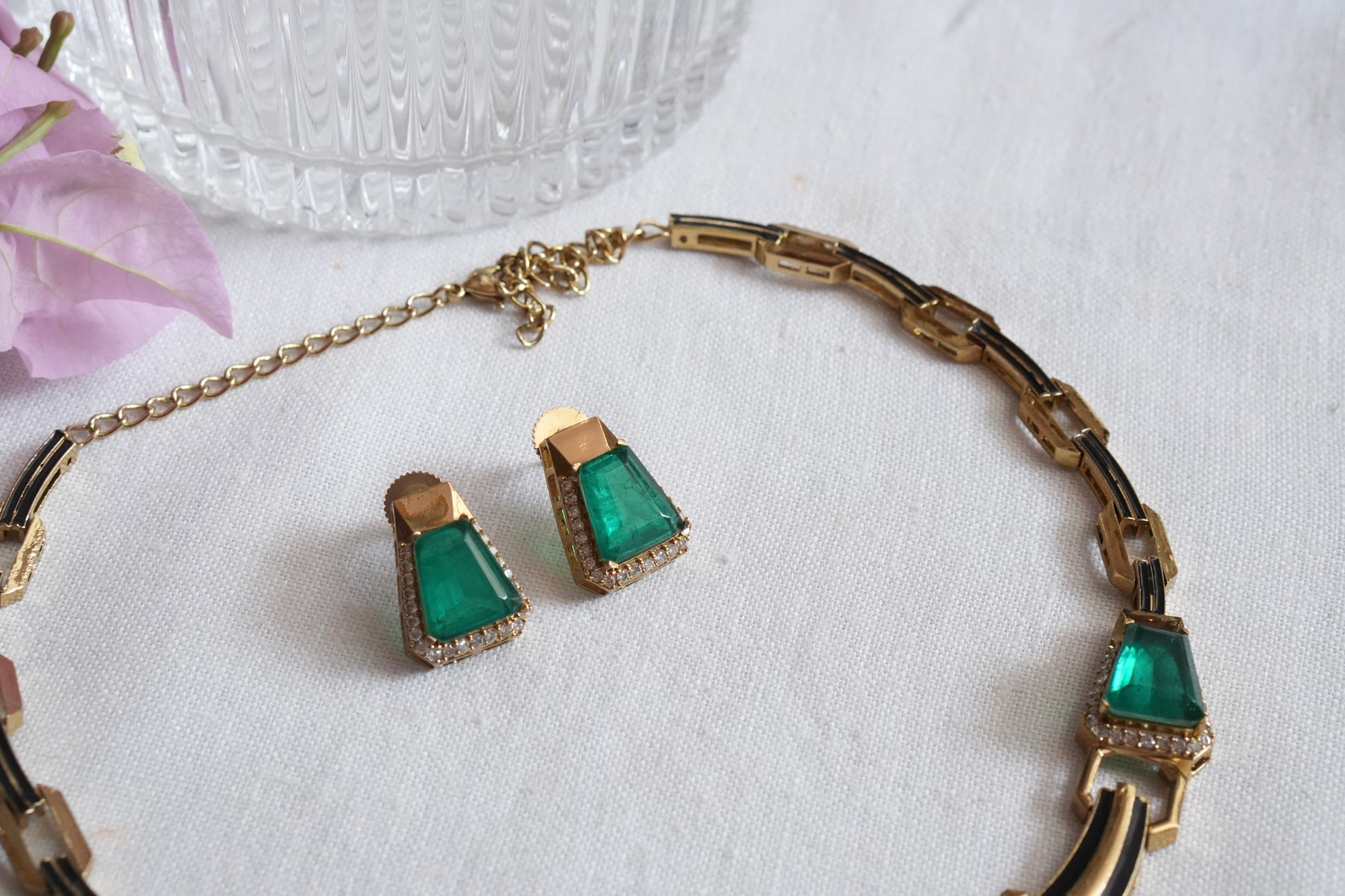Green Stone Polki Necklace Set  (4-9030)(B) - JEWELSTYLE