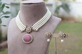 Pink Polki  Necklace set (4-7816) (B)