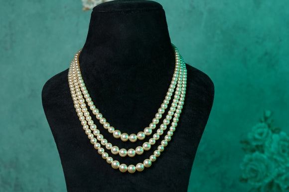 3 Line Pearl Necklace (4-8227)(K)