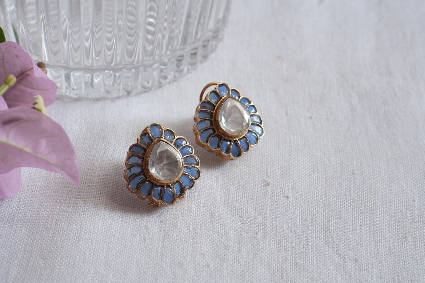 Blue Stone Polki  Studs (1-5111)(B) - JEWELSTYLE