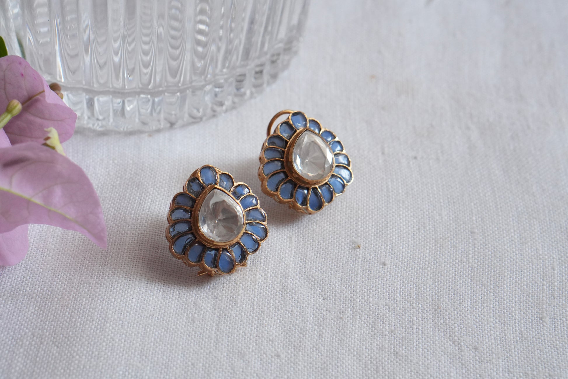 Blue Stone Polki  Studs (1-5111)(B) - JEWELSTYLE