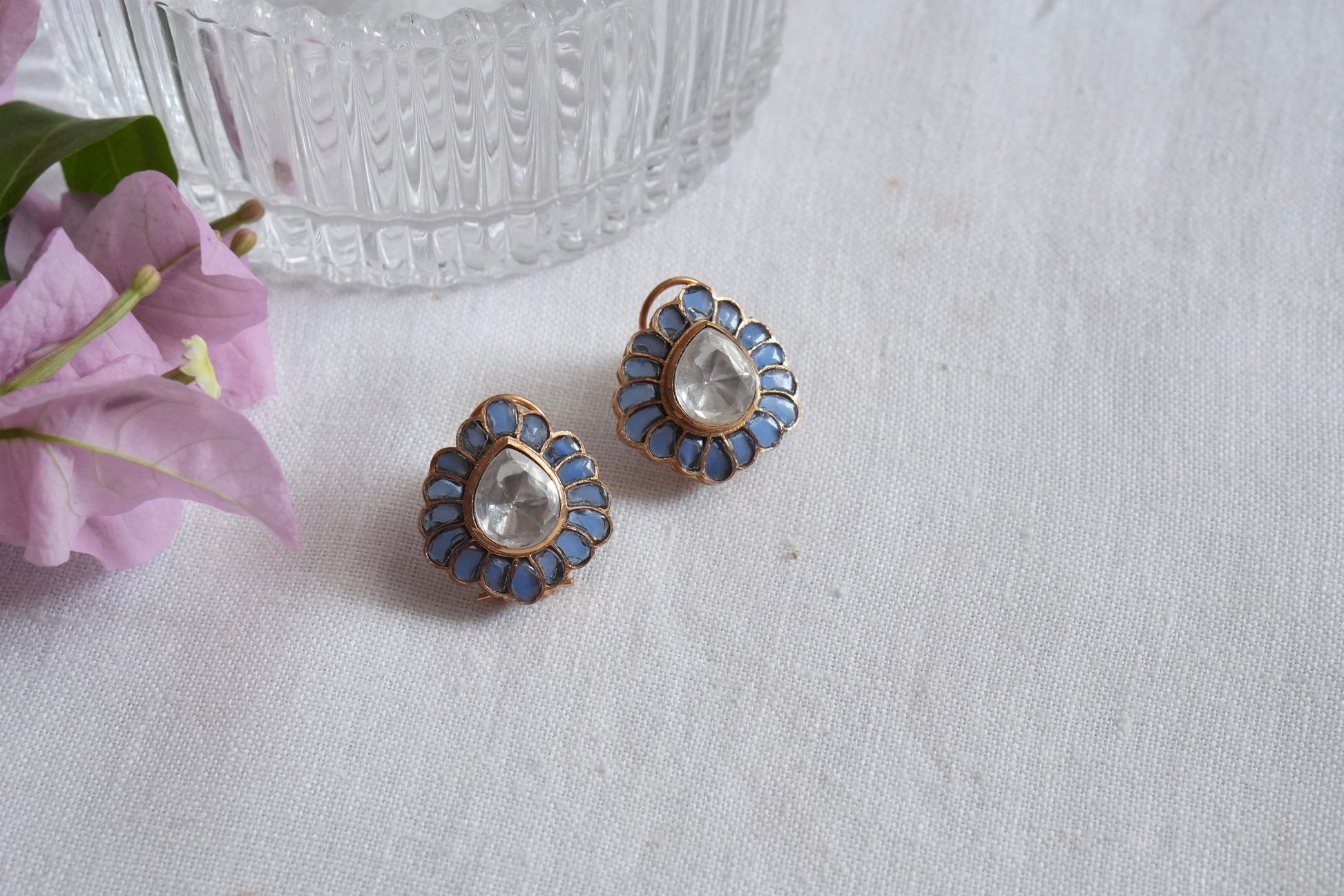 Blue Stone Polki  Studs (1-5111)(B) - JEWELSTYLE