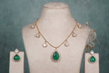 Green Stone Polki Necklace set (4-8559)(B)