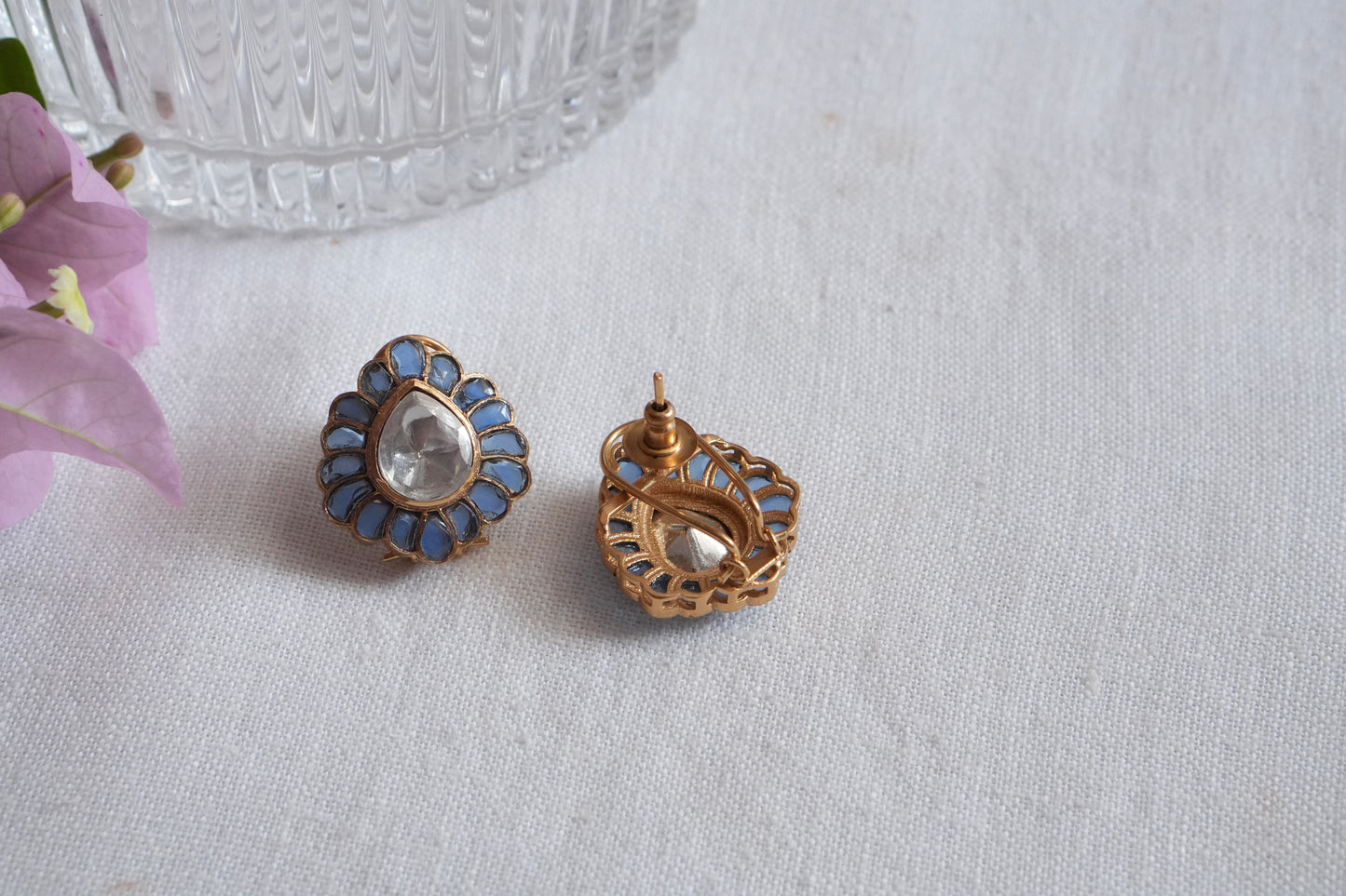 Blue Stone Polki  Studs (1-5111)(B) - JEWELSTYLE