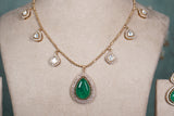 Green Stone Polki Necklace set (4-8559)(B)