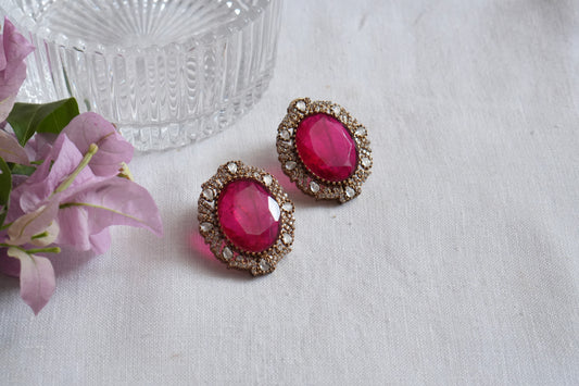 Red Stone Polki  Studs (1-5110)(B)