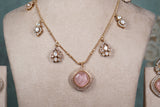 Pink Stone Polki Necklace set (4-8561)(B)