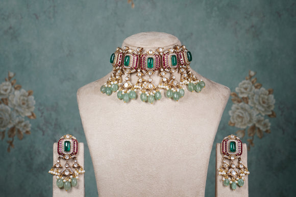 Polki Necklace set (4-8563)(B)
