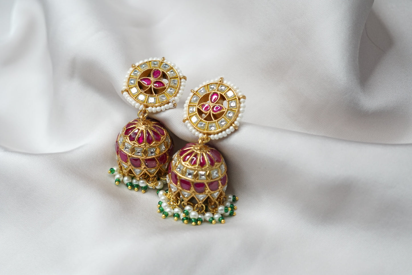 Pink Kundan Jhumki (1-2803)(R) - JEWELSTYLE