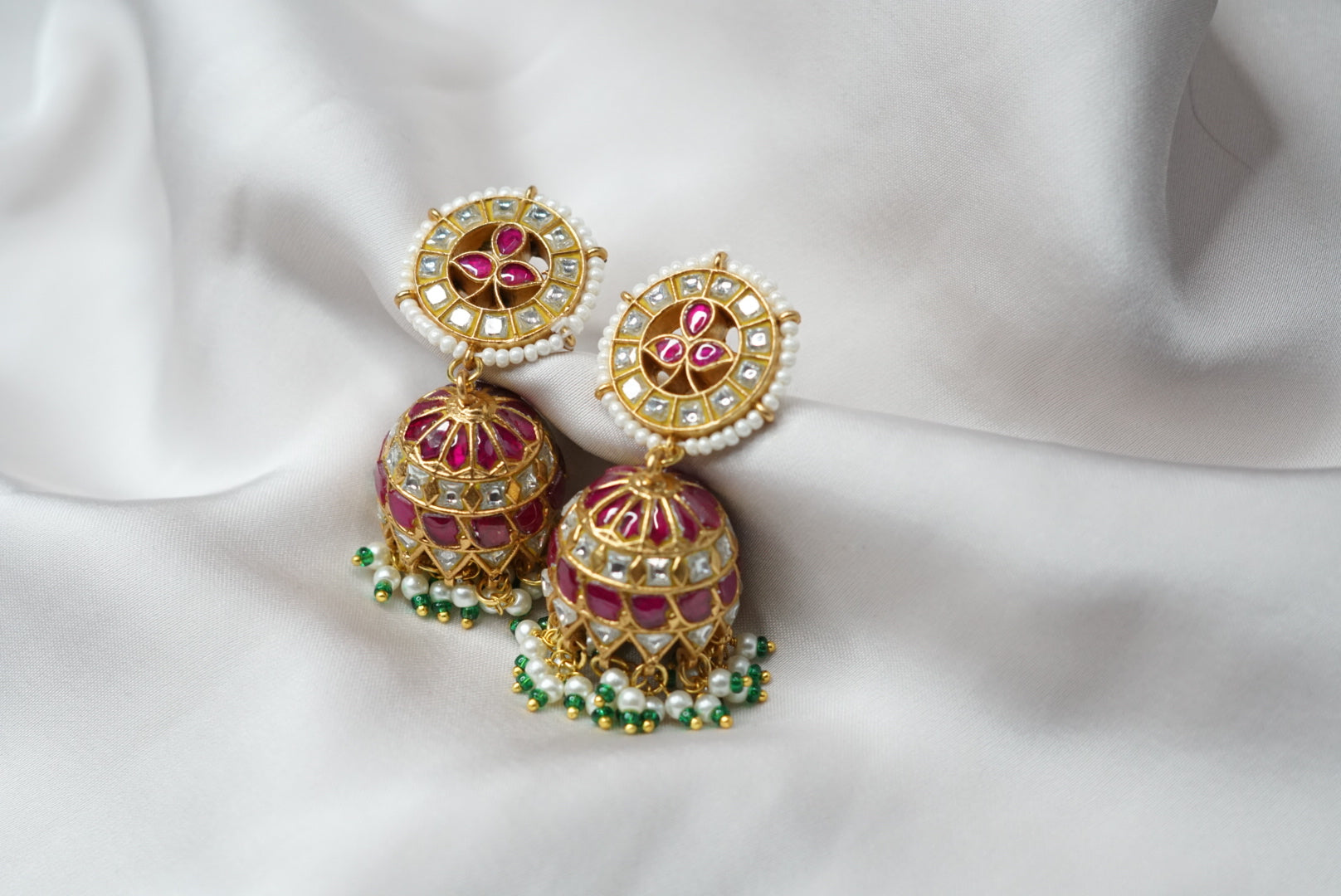 Pink Kundan Jhumki (1-2803)(R) - JEWELSTYLE