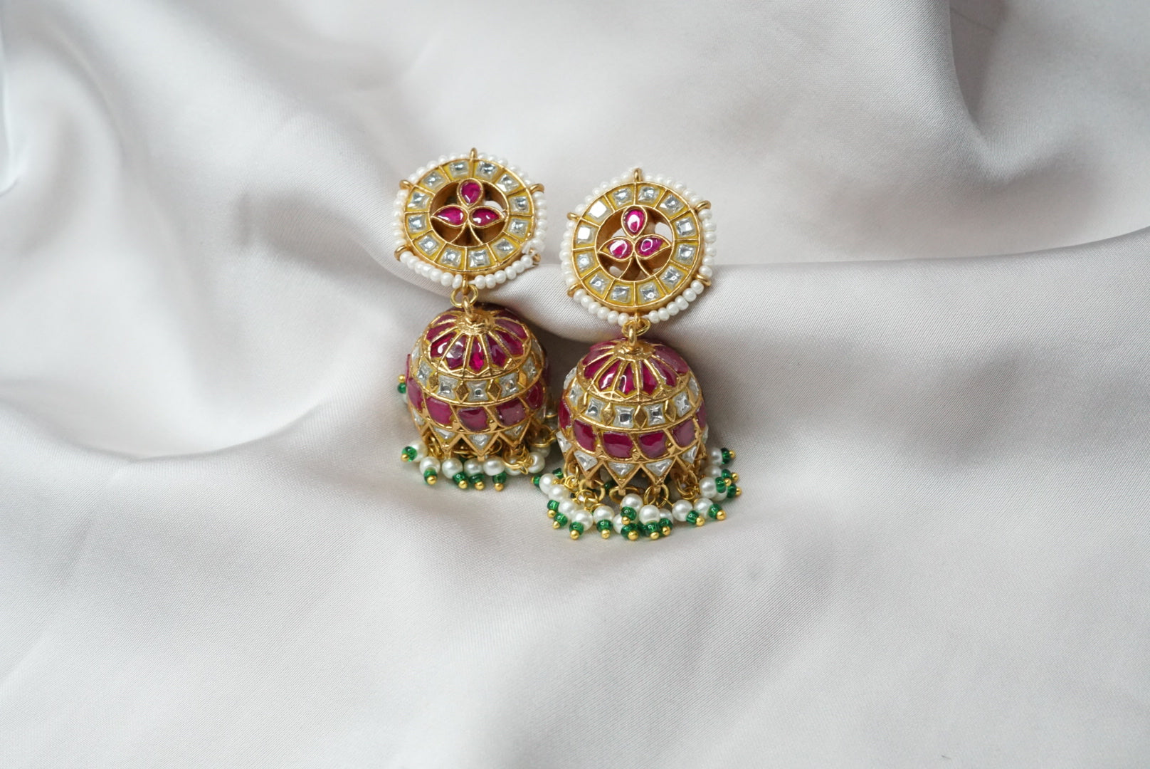 Pink Kundan Jhumki (1-2803)(R) - JEWELSTYLE