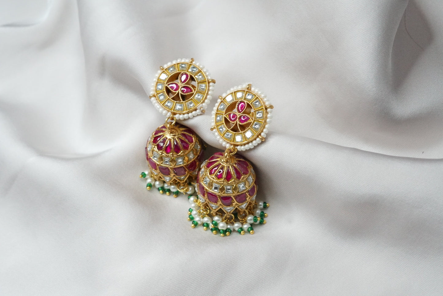 Pink Kundan Jhumki (1-2803)(R) - JEWELSTYLE