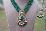 Green stone Polki Pendant set (4-7807) (B)