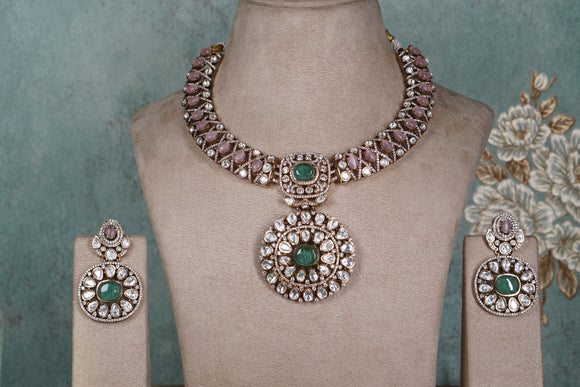 Polki Necklace set (4-8566)(B)