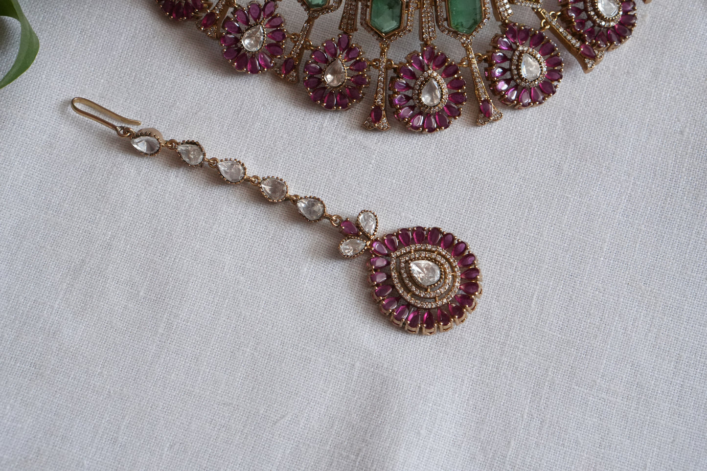 Polki Choker Set With Maangtikka (4-9024)(B)