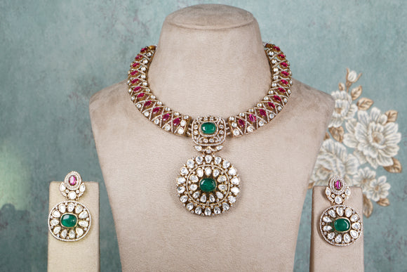 Polki Necklace set (4-8565)(B)