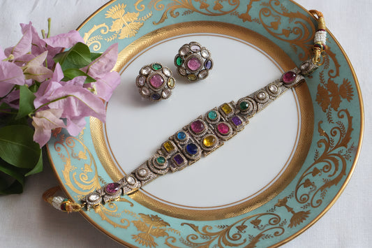 Multi Stone Polki Choker Set  (4-9027)(B)