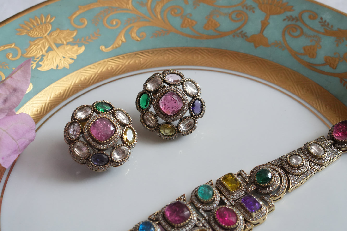 Multi Stone Polki Choker Set  (4-9027)(B)