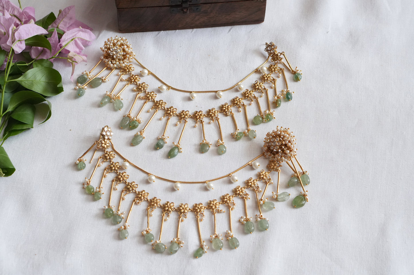 Polki Earrings With Earchain (1-5117)(B)