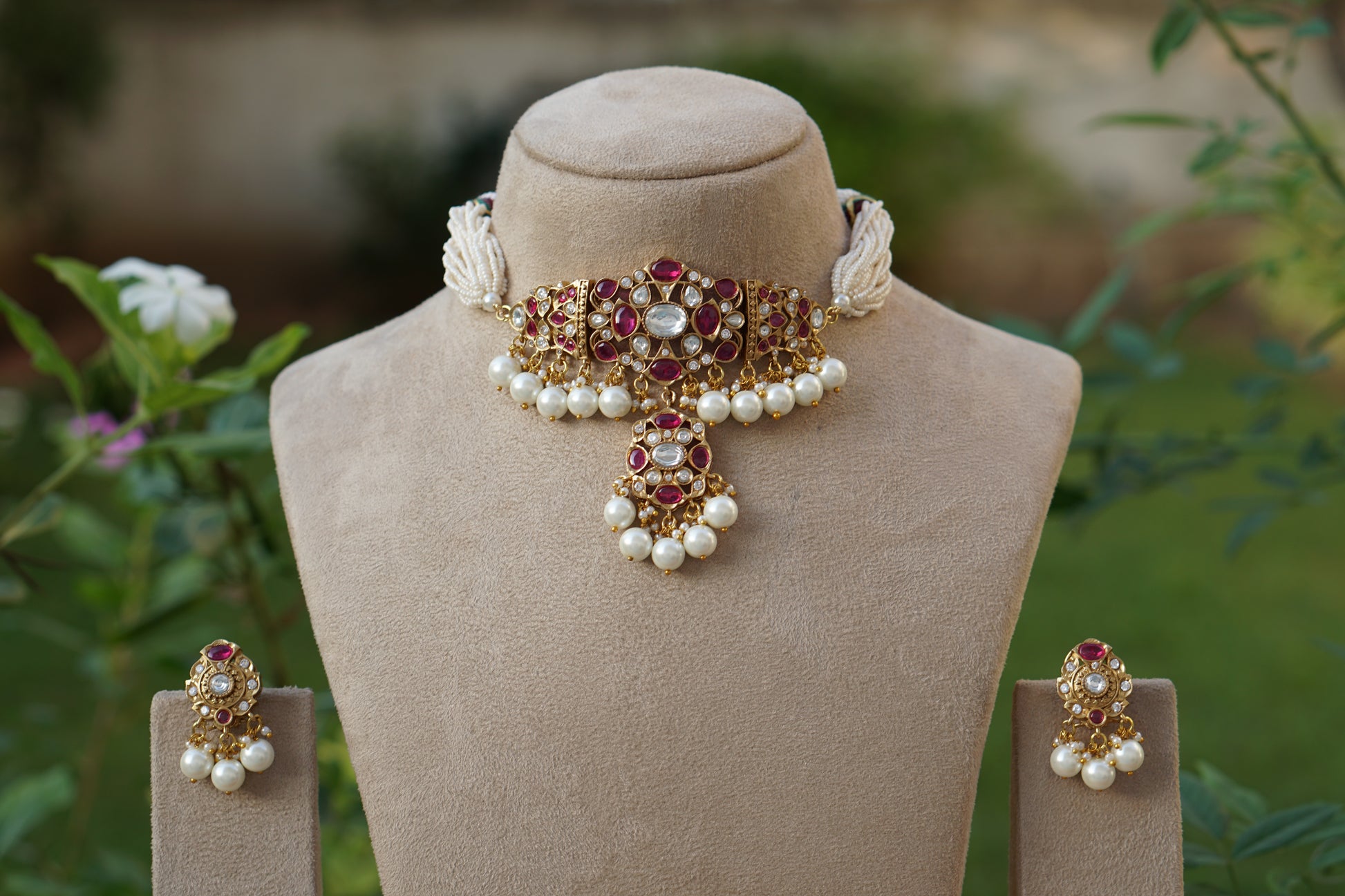 Polki Choker set (4-8576)(B) - JEWELSTYLE