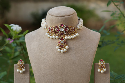 Polki Choker set (4-8576)(B) - JEWELSTYLE