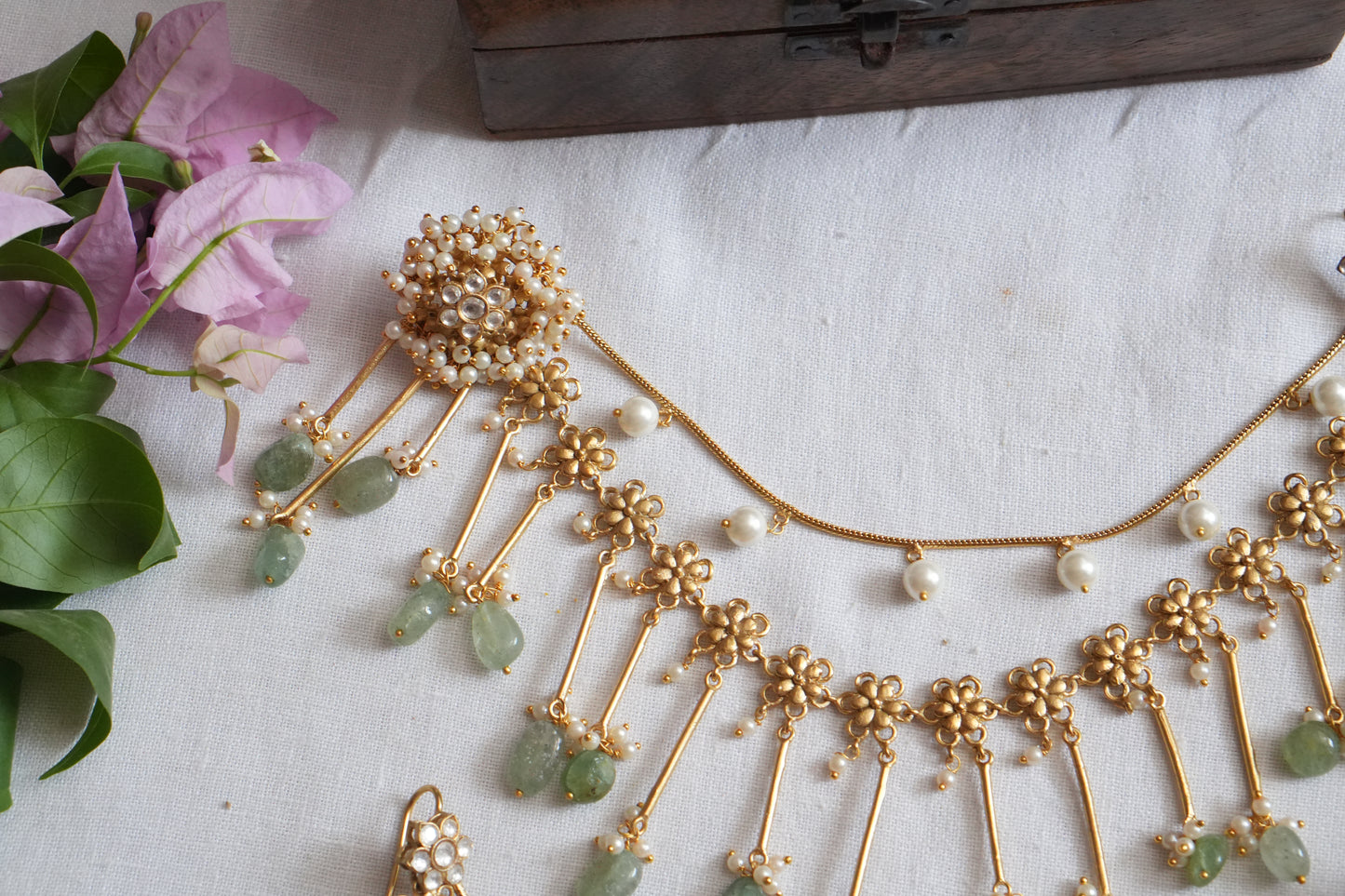 Polki Earrings With Earchain (1-5117)(B)