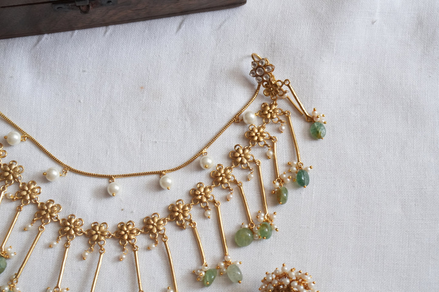 Polki Earrings With Earchain (1-5117)(B)