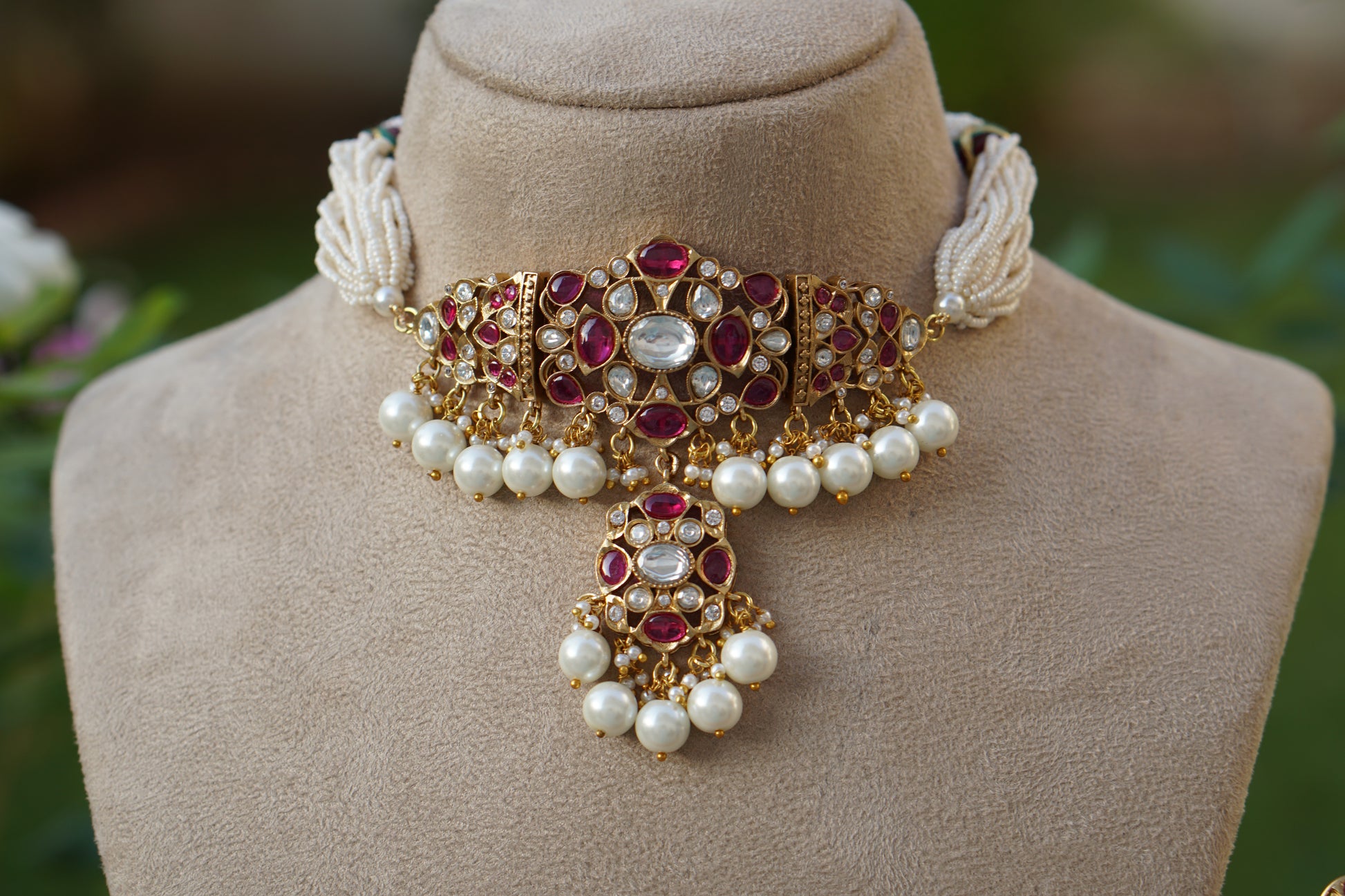 Polki Choker set (4-8576)(B) - JEWELSTYLE