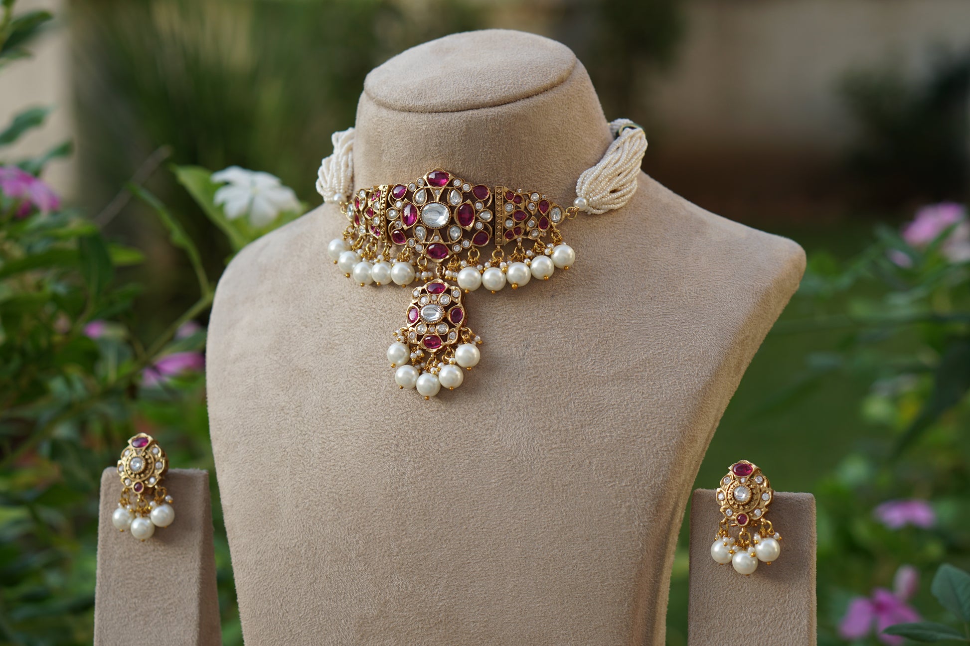 Polki Choker set (4-8576)(B) - JEWELSTYLE