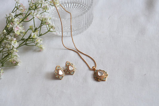 Mint Stone Polki Pendant Set  (4-9035)(B)