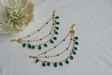 Green Beads Ear chain (9-144)