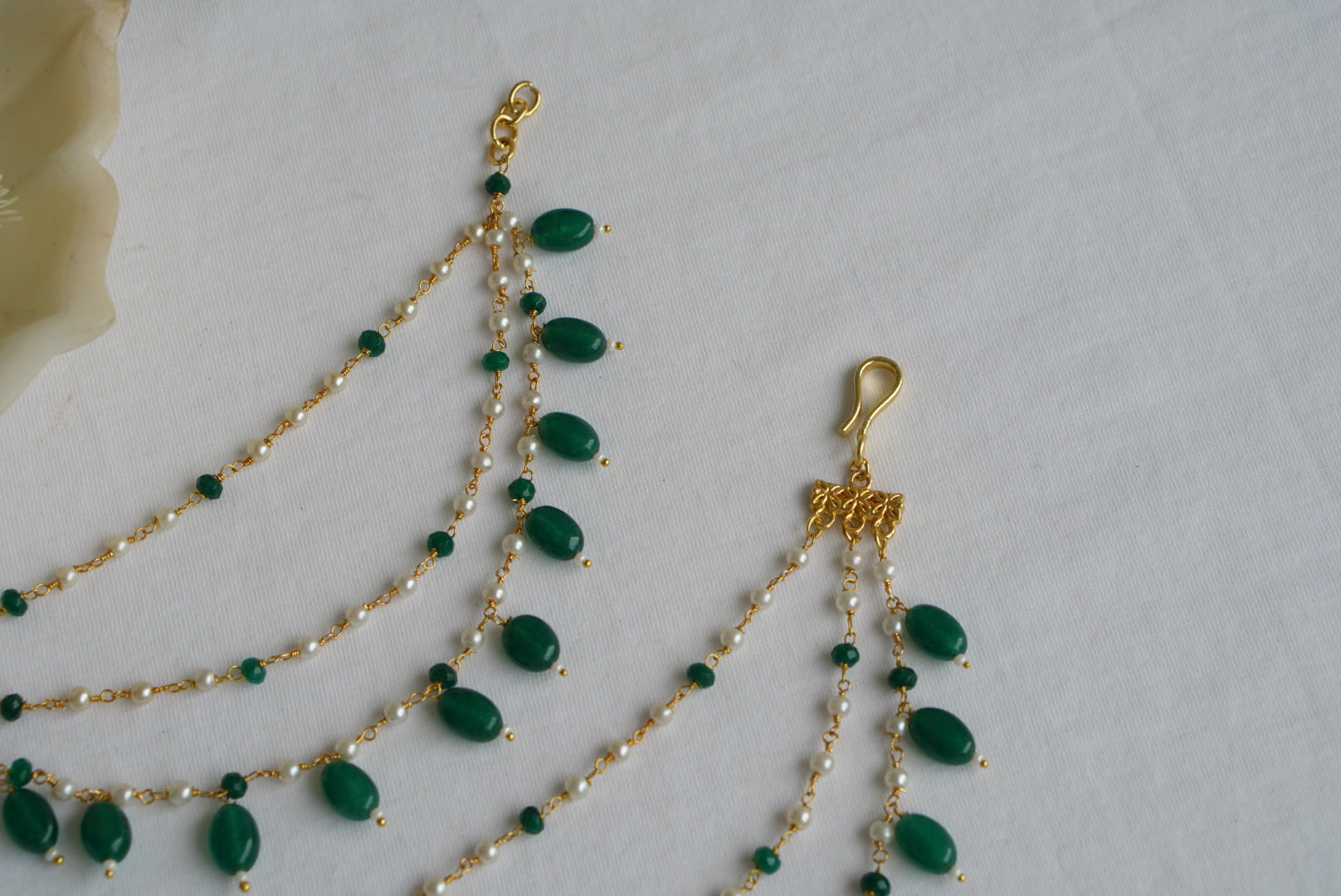 Green Beads Ear chain (9-144) - JEWELSTYLE