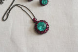 Ruby Stone And aqua Stone Pendant Set (4-9170)(B)(From Turkey) - JEWELSTYLE