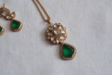 Green Stone Polki Pendant Set  (4-9032)(B) - JEWELSTYLE