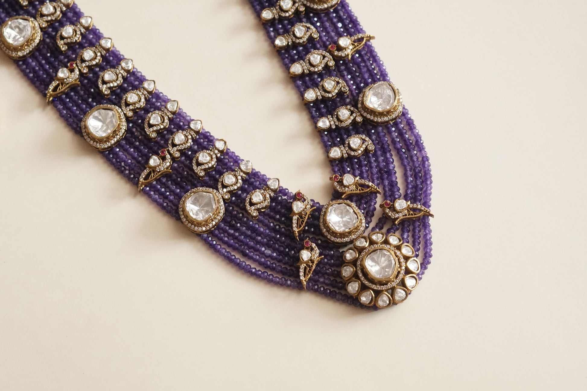 Polki long necklace set (4-9185)(B) - JEWELSTYLE