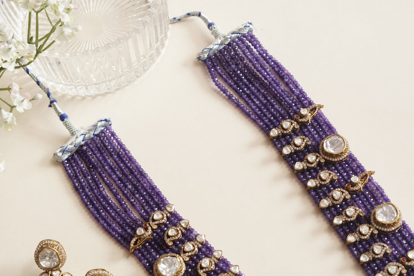 Polki long necklace set (4-9185)(B) - JEWELSTYLE