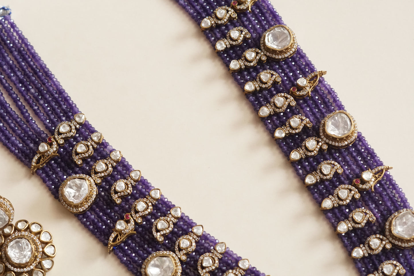 Polki long necklace set (4-9185)(B) - JEWELSTYLE