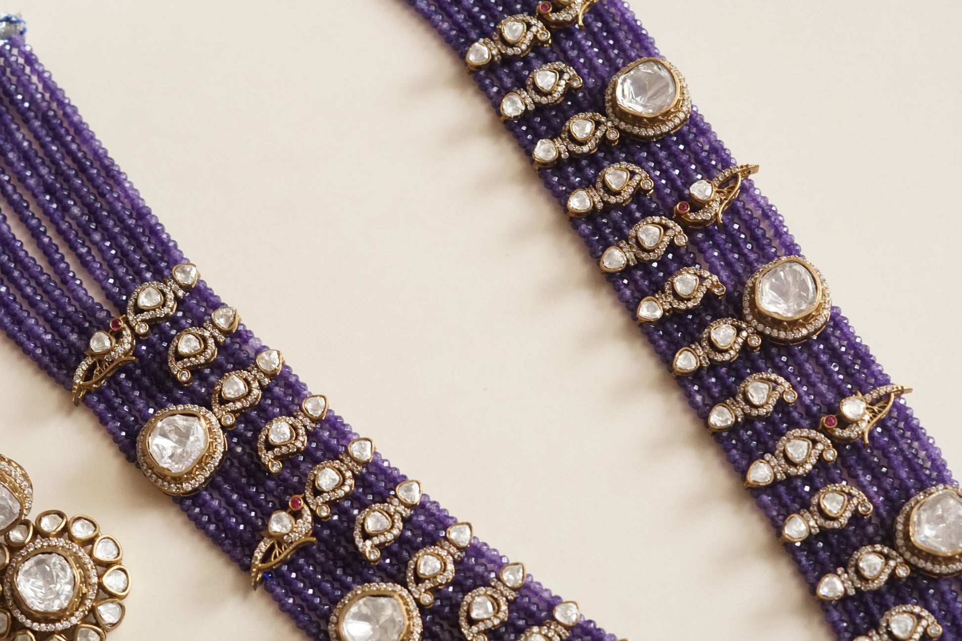 Polki long necklace set (4-9185)(B) - JEWELSTYLE