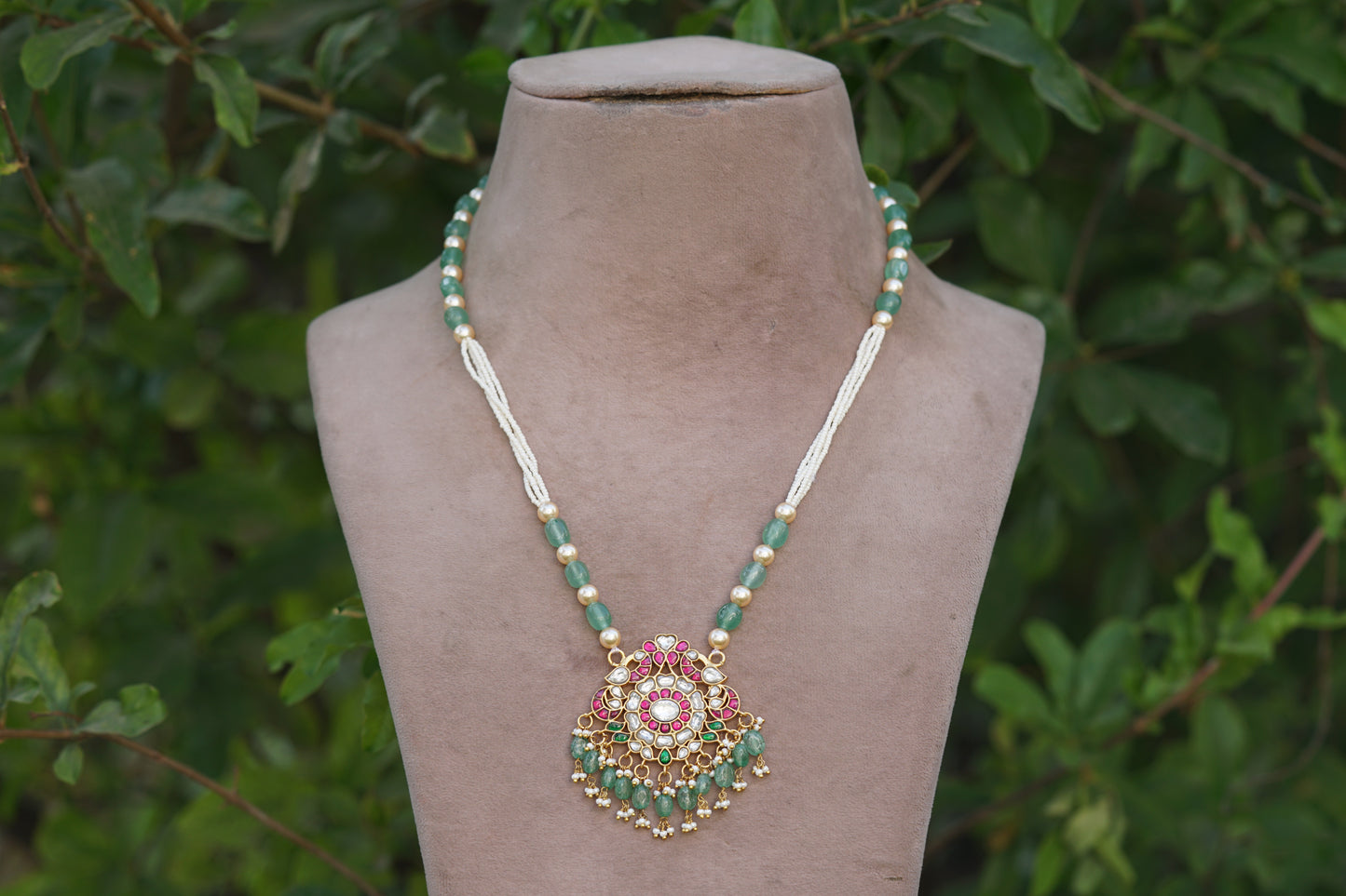 Kundan pendant Necklace (4-8034)(K)(Preorder) - JEWELSTYLE
