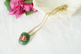 kundan work flourite stone pendant (4-8230)(B)