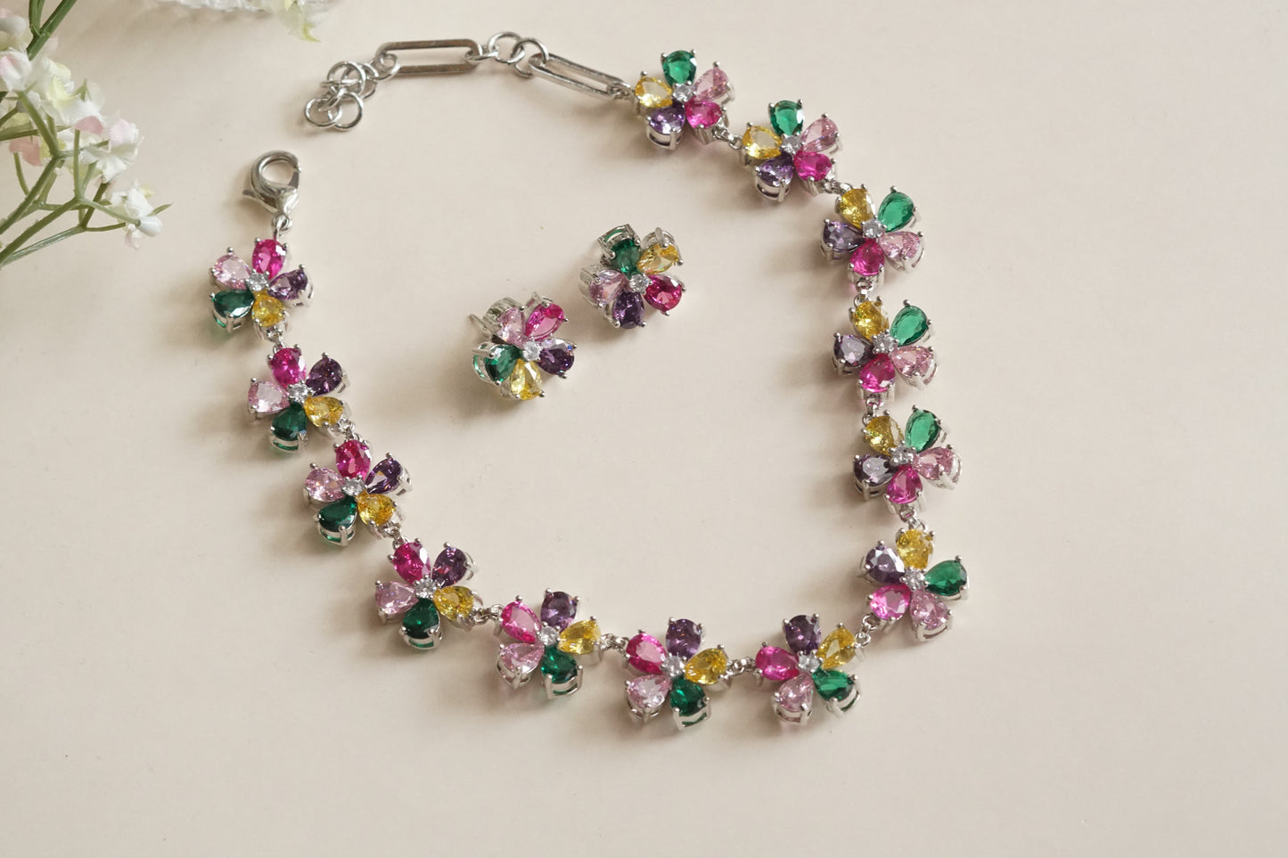 Multi Stone Necklace set (4-9194)(B)(From Turkey)(ALREADY DISCOUNTED)