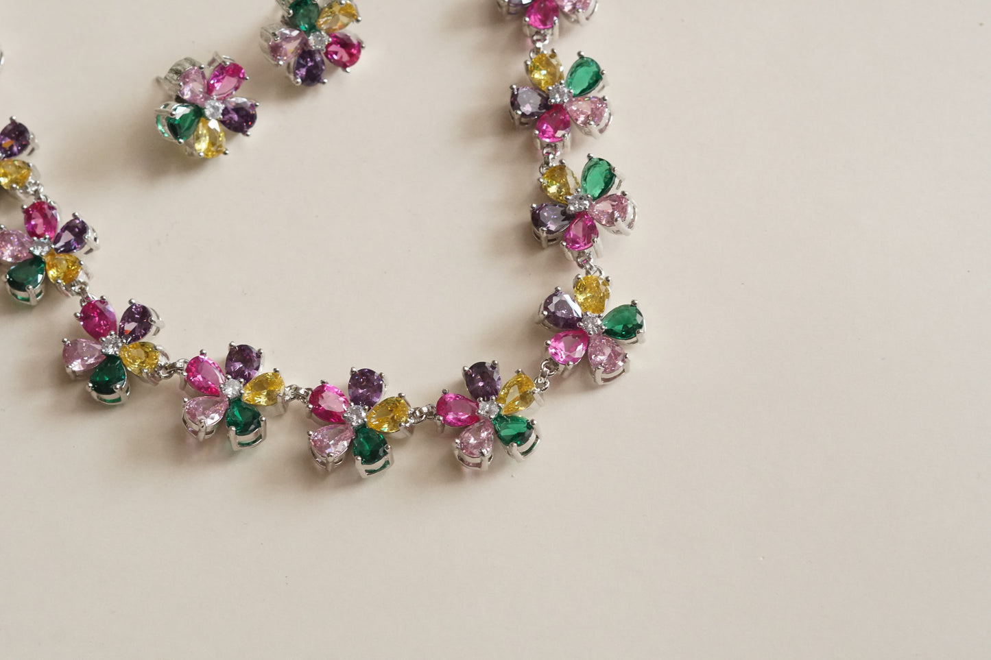 Multi Stone Necklace set (4-9194)(B)(From Turkey)(ALREADY DISCOUNTED)