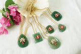 kundan work flourite stone pendant (4-8230)(B)