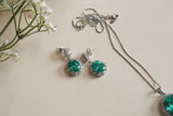 Aqua & white Stone Pendant set (4-9188)(B)(From Turkey) - JEWELSTYLE