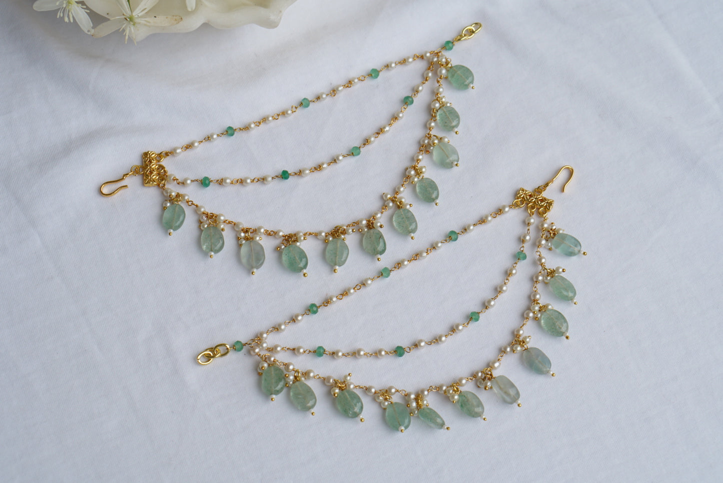 Light green beads Ear chain (9-146) - JEWELSTYLE