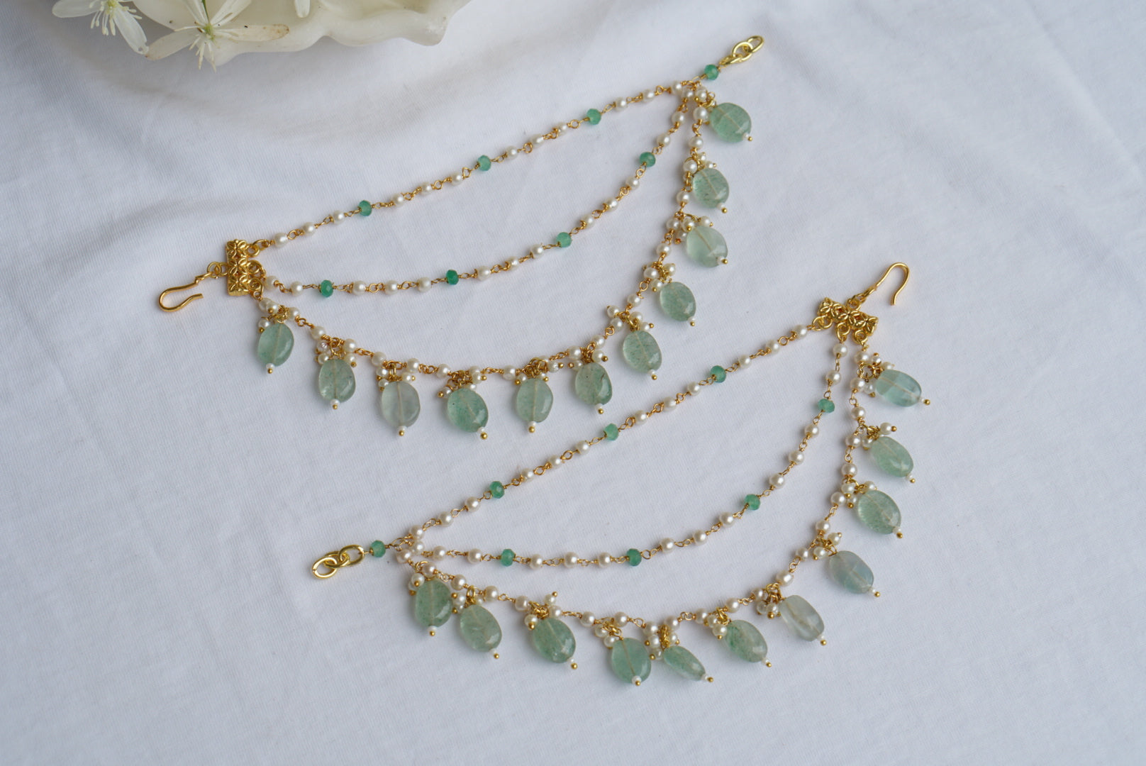 Light green beads Ear chain (9-146) - JEWELSTYLE