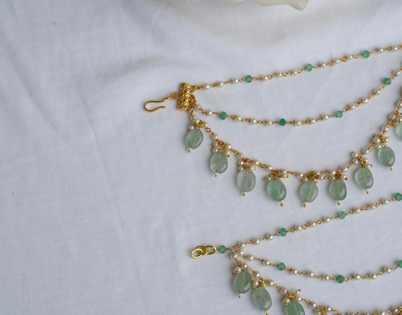 Light green beads Ear chain (9-146) - JEWELSTYLE