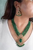 Green stone Polki Pendant set (4-7807) (B)